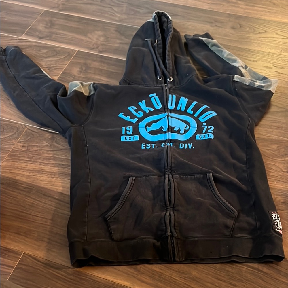 Ecko Unlimited Kids Black and Blue Zip-Up Jacket